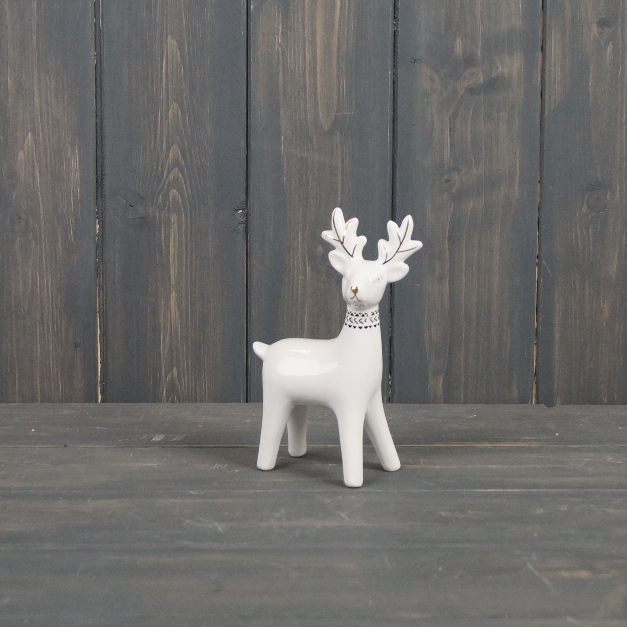 Large White Ceramic Standing Reindeer detail page